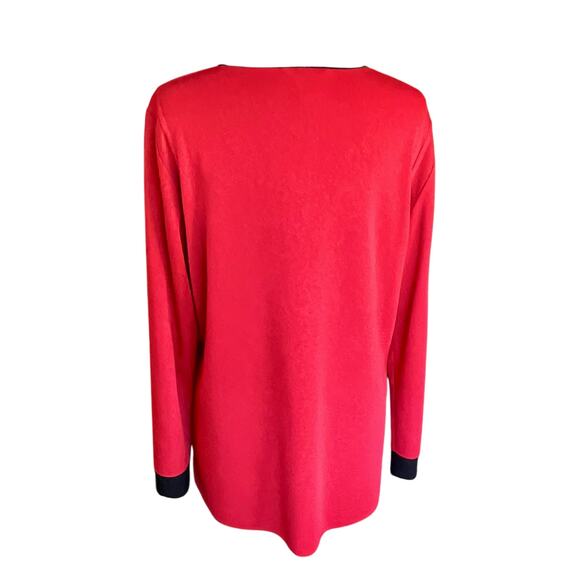 Exclusively Misook Woman Red Black Trim Knit Cardigan Sz 1X Zipper Front - Picture 4 of 10